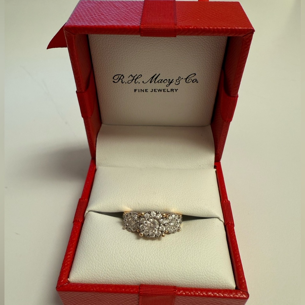 Macy’s Diamond Three Stone Engagement Ring (3/4 ct. t.w.) in Yellow Gold